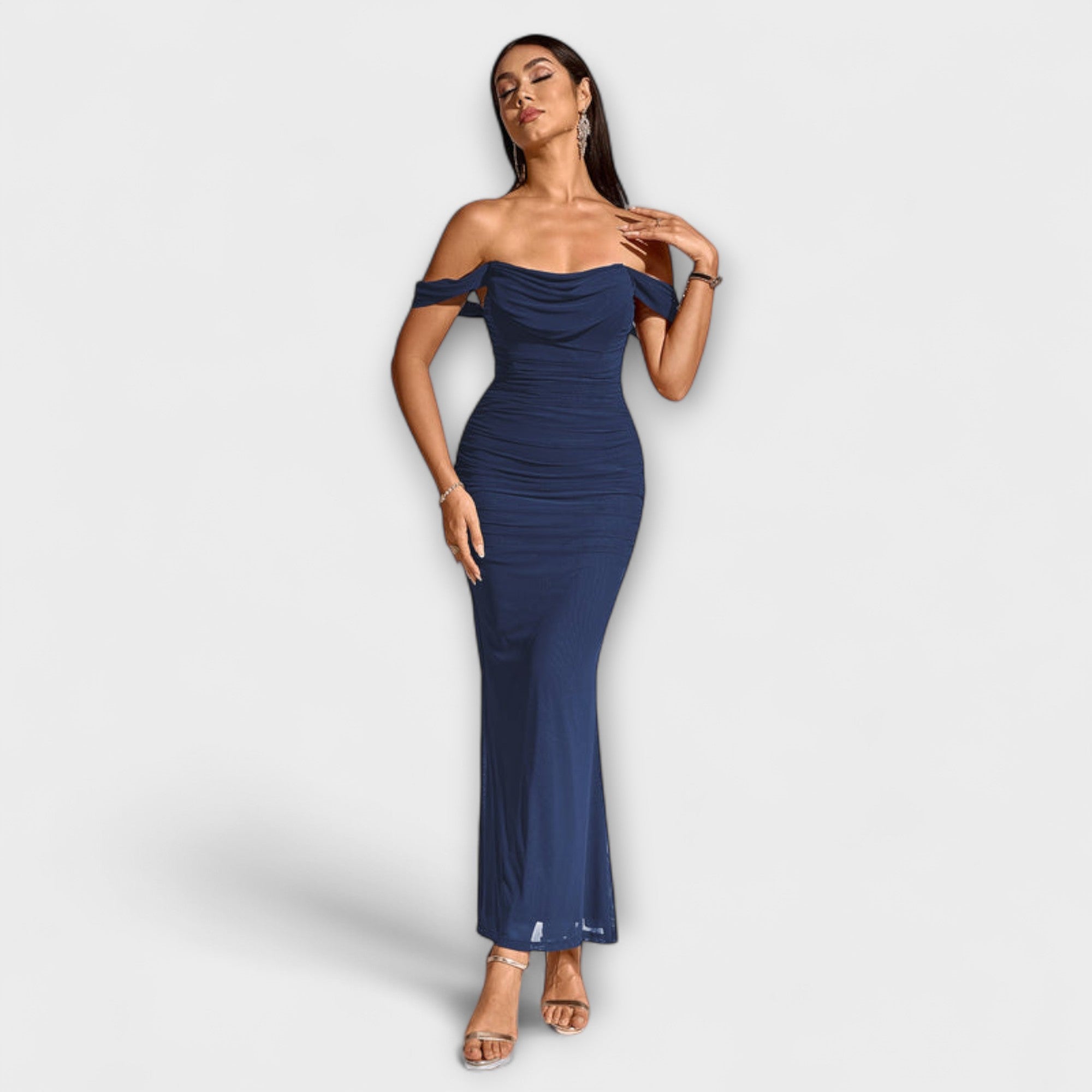 Ione - Off-Shoulder Ruching Bodycon Dress