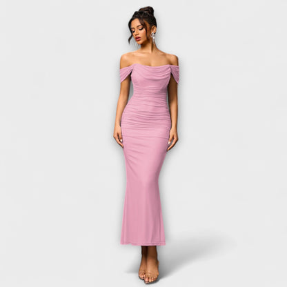 Ione - Off-Shoulder Ruching Bodycon Dress