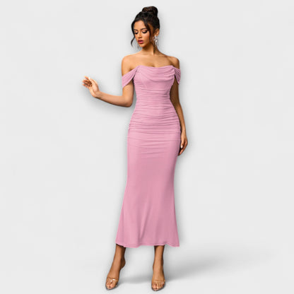 Ione - Off-Shoulder Ruching Bodycon Dress