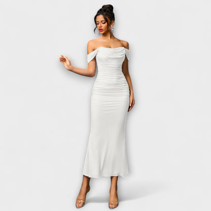 Ione - Off-Shoulder Ruching Bodycon Dress