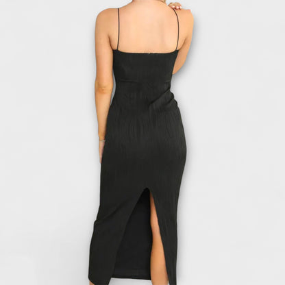 Chic sleeveless gathered long dress