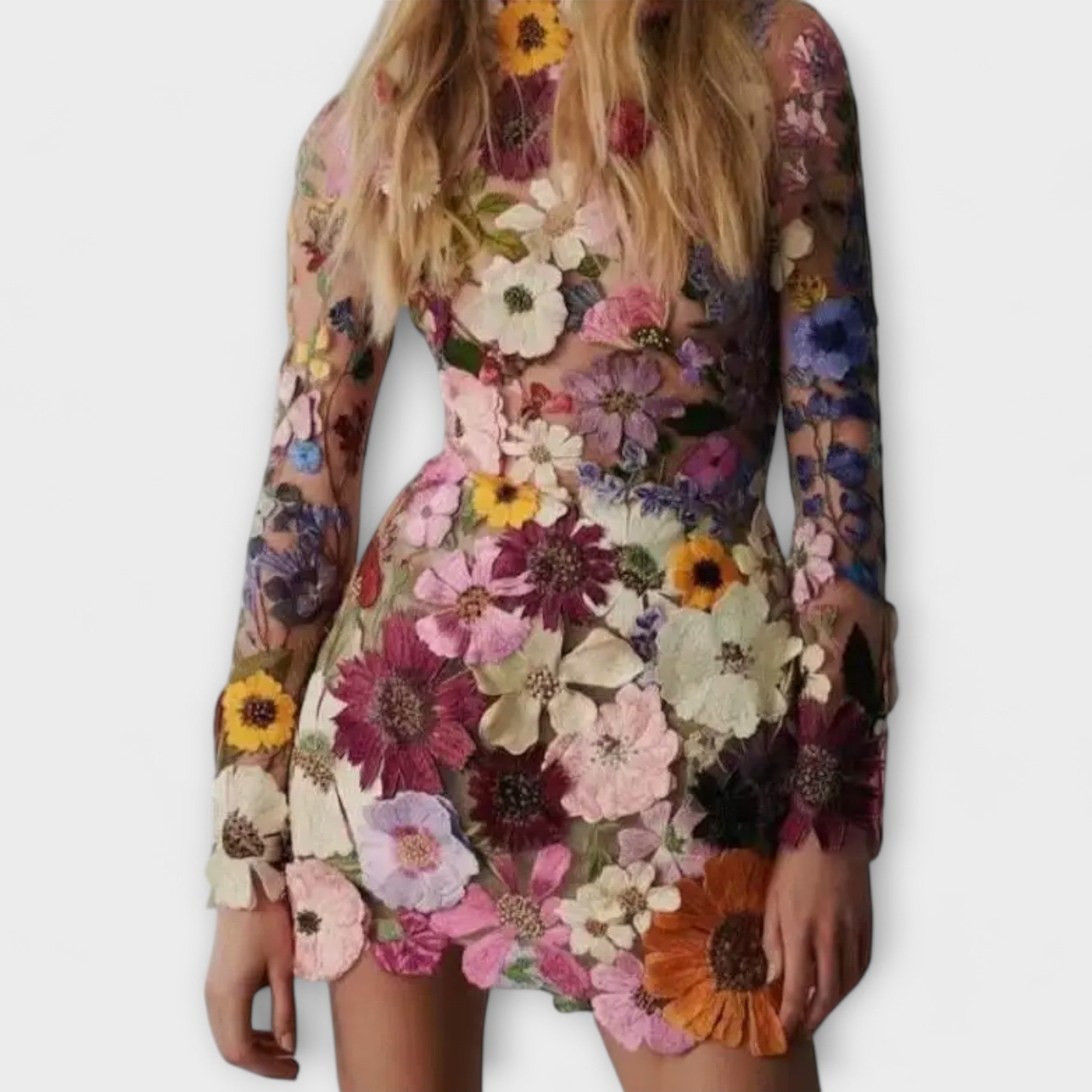 Dolores - Dress with 3D Floral Pattern