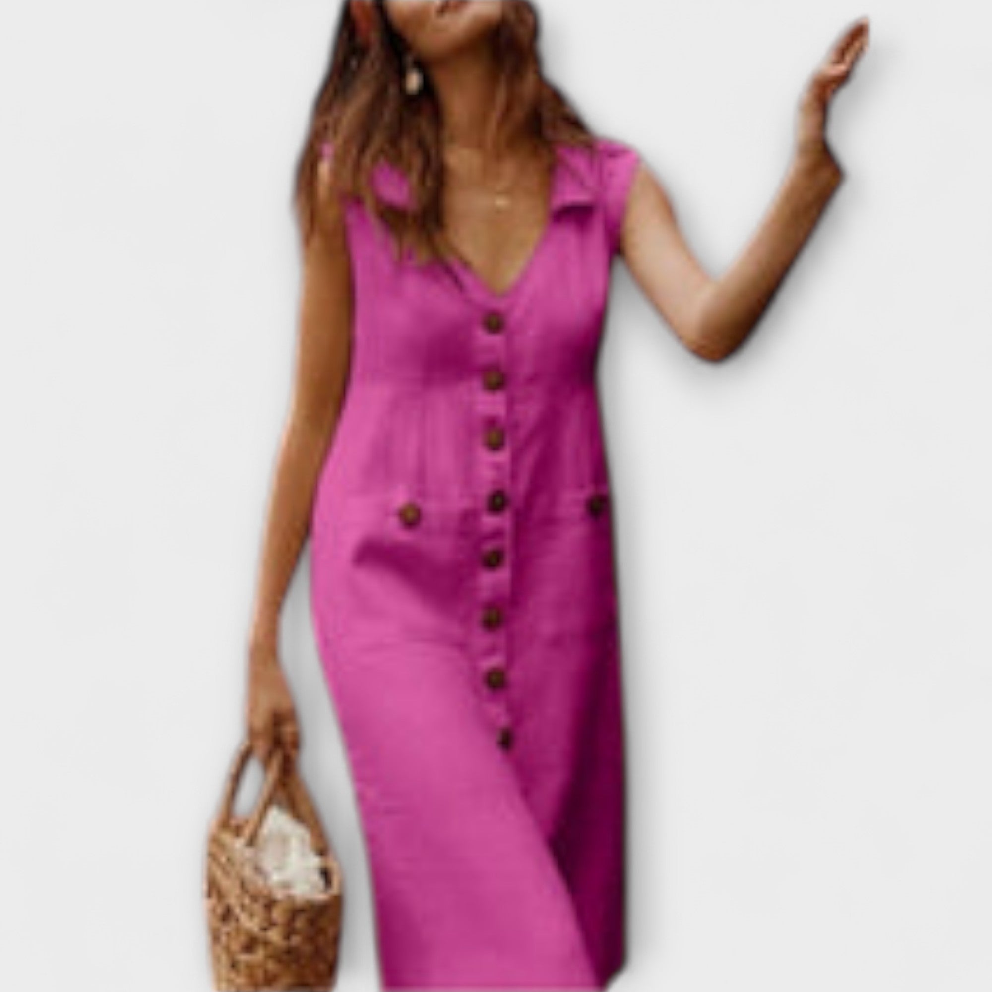 Nora – A-Line Dress Made of Cotton-Linen with Lapel Collar