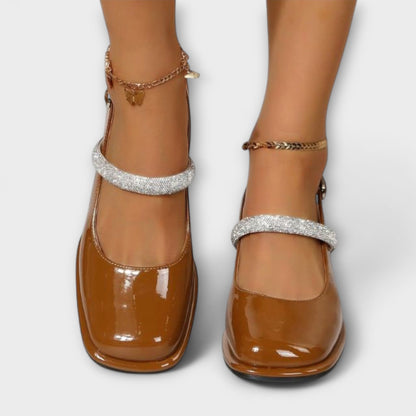 Celandra - Mary Janes with Glitter Strap and Block Heel