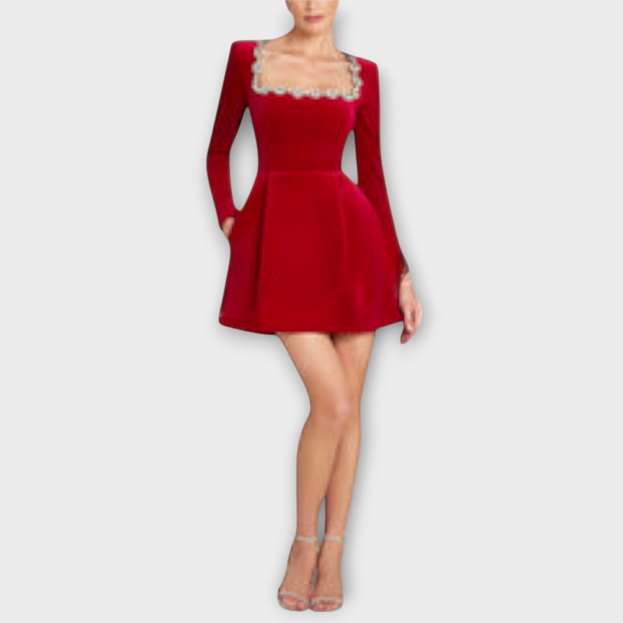 Wren - Velvet Mini Dress with Jewel Embellishment