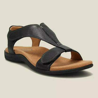 Vintage Solid Color Velcro Sandals
