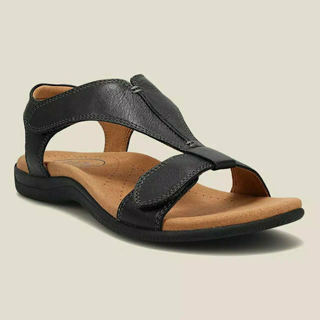 Vintage Solid Color Velcro Sandals