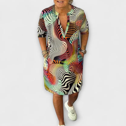 Liora - Colorful Dress with V-Neck