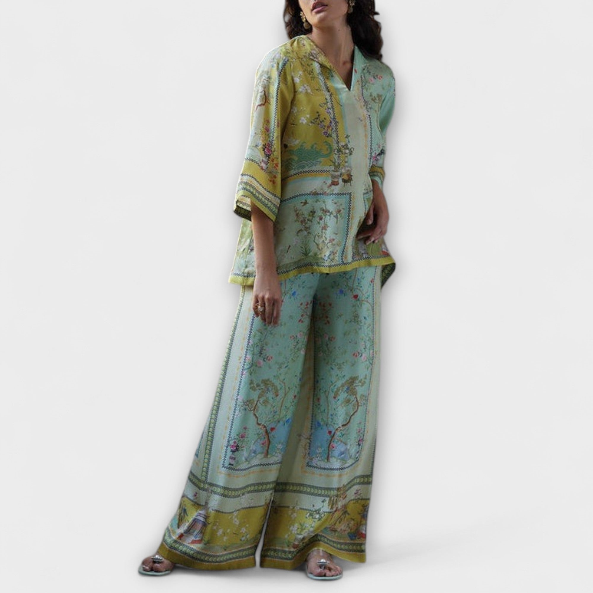 Maria - Digital Print Set with Trumpet Sleeves