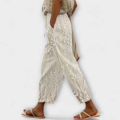 Zoey - Printed Pants with Grape Leaf Pattern