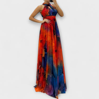 Isalie – Chiffon Maxi Dress with Floral Pattern
