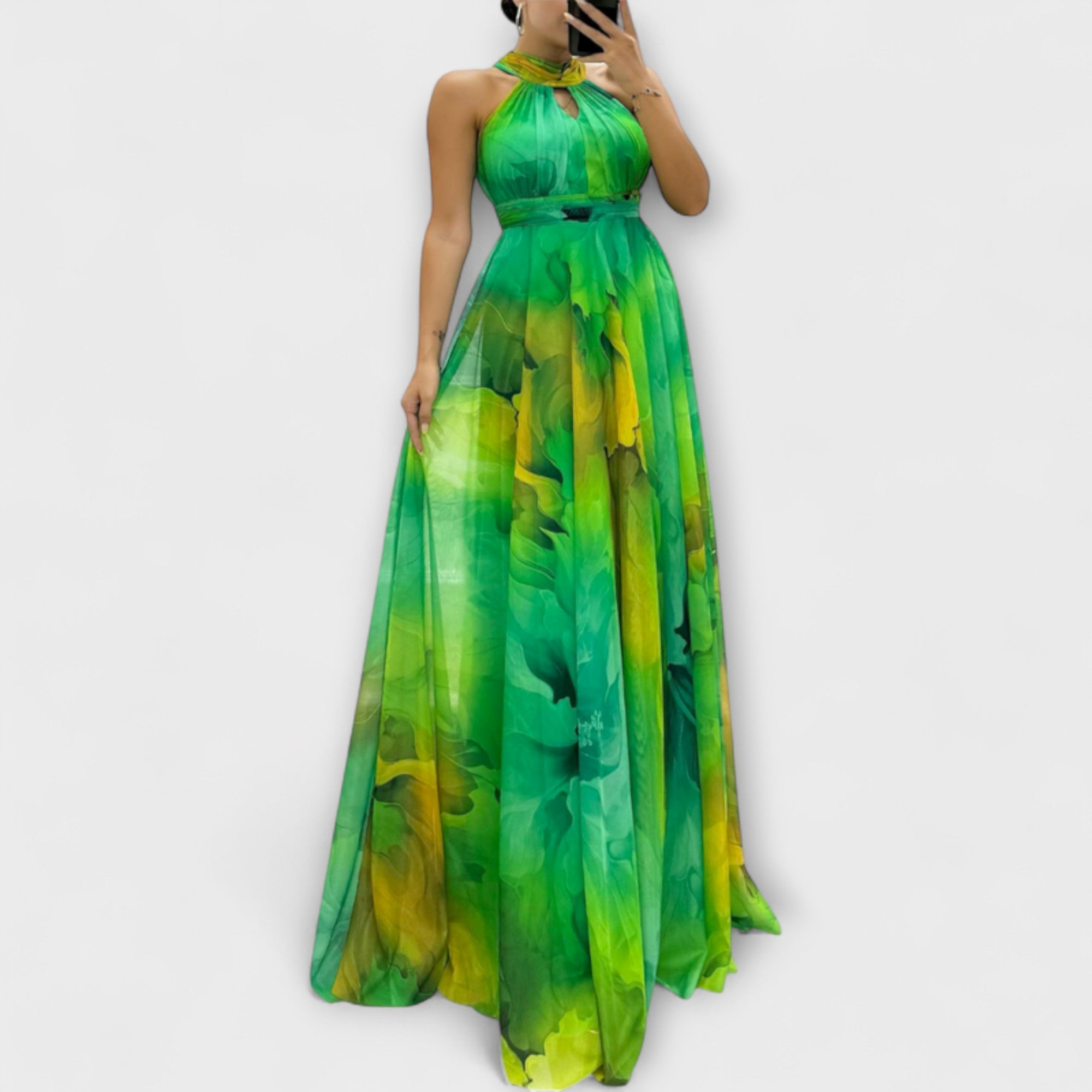 Isalie – Chiffon Maxi Dress with Floral Pattern