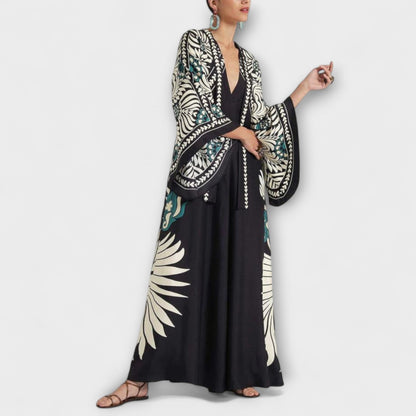 Giselle - Chic Floral Pattern Flowing Maxi Dress