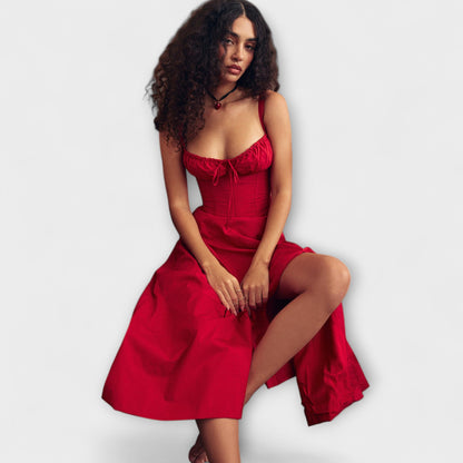 Zipporas - Tailored Bustier Dress with Modern Spring Floral Print